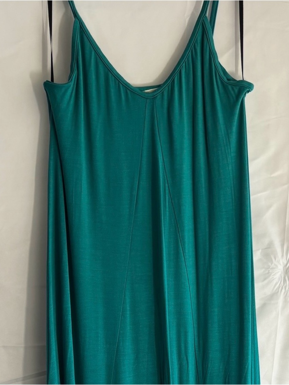 Loveappella Teal Maxi Slip Dress with Spaghetti Straps